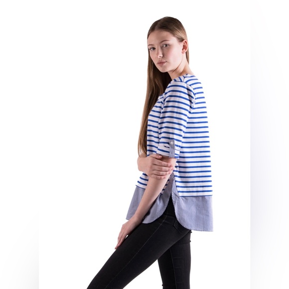 Anthropologie Lili’s closet GABBI BLUE STRIPED TOP - Picture 3 of 4